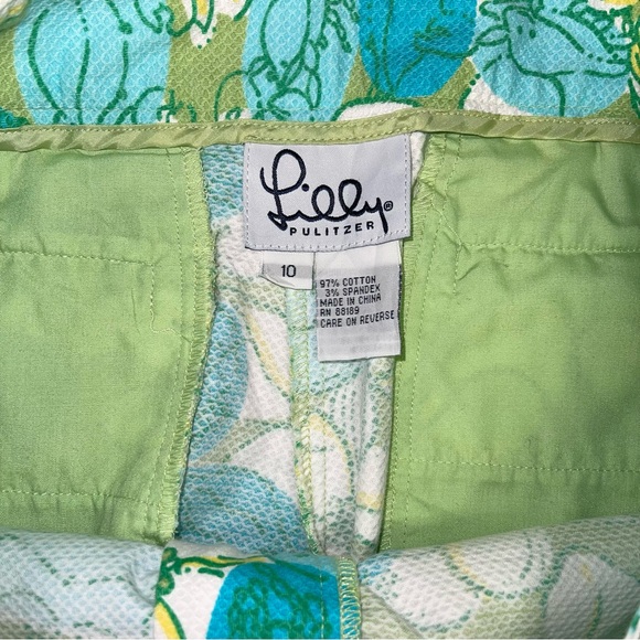 Lilly Pulitzer Pants Women’s Size 10 Green Blue Floral Cropped‎ Flare - Picture 7 of 7